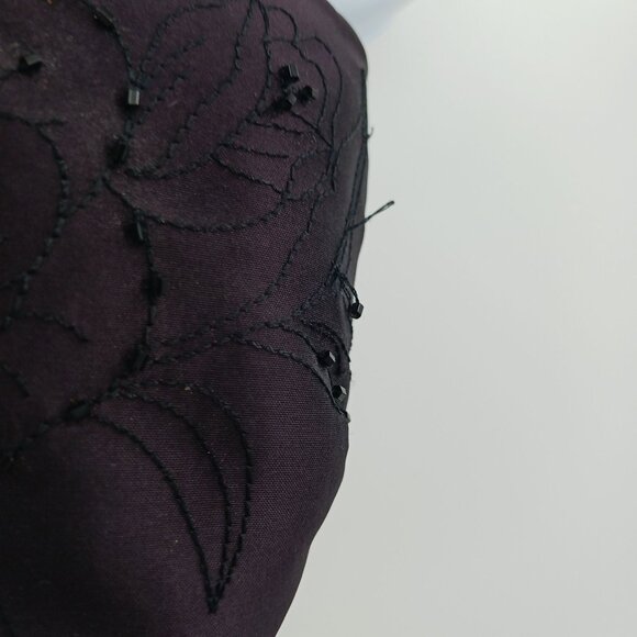 VTG Ann Taylor Purple Silk Strapless Embroidered Satin 2 PC Gown Beaded 0P - Picture 6 of 16